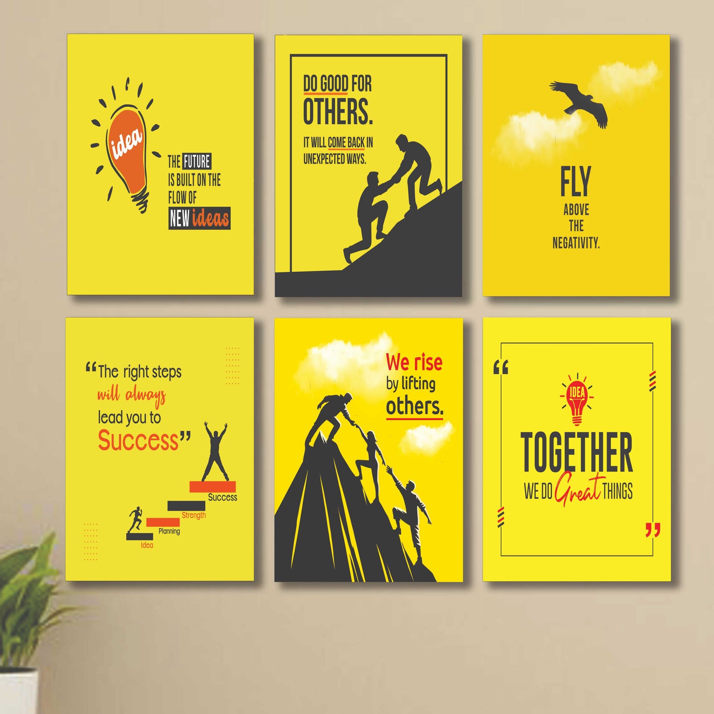 Set of 6 Wall Art Wooden Phototile Frames for Wall Decor