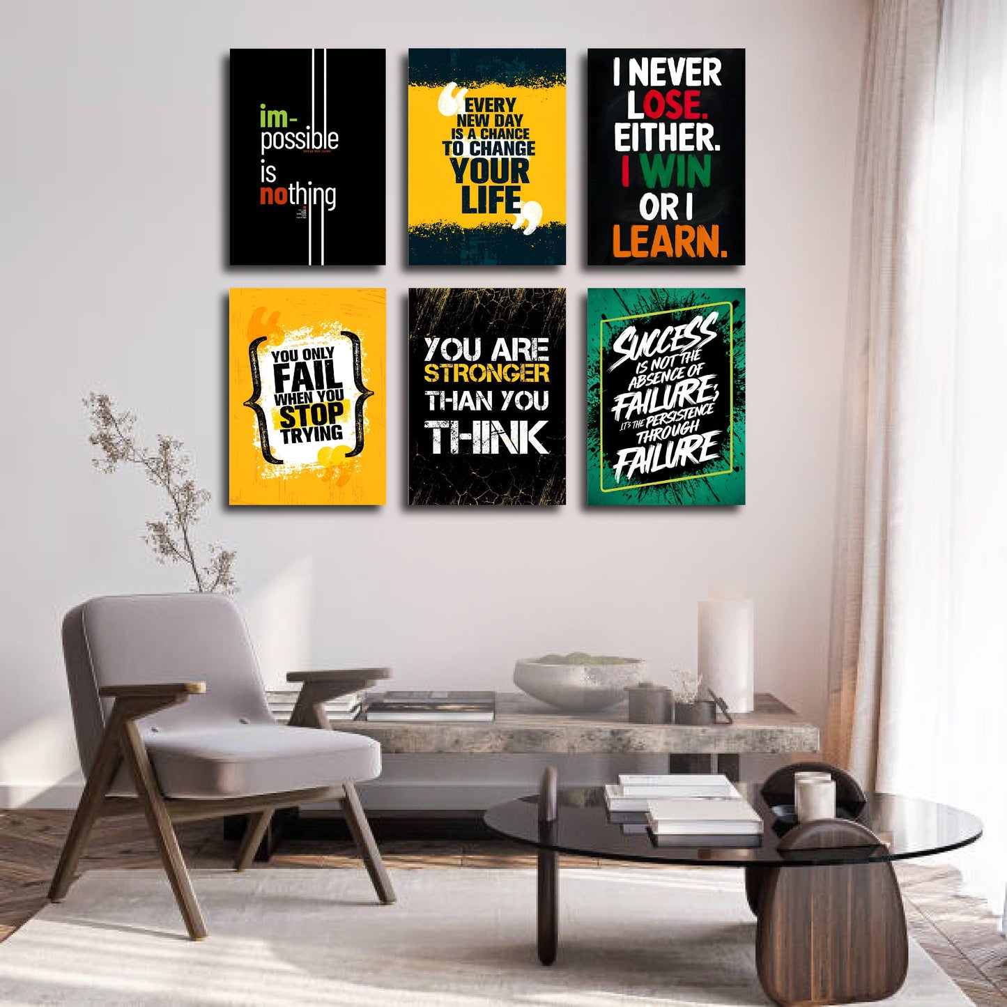 Set of 6 Wall Art Wooden Phototile Frames for Wall Decor