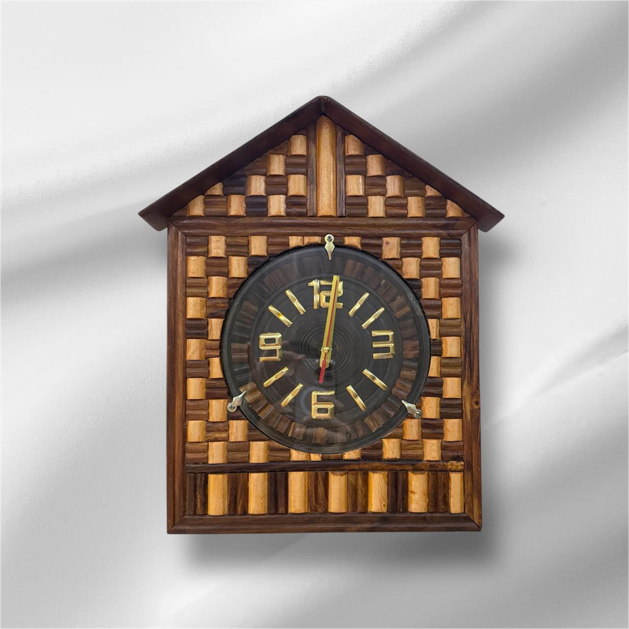 Handcrafted Wooden Wall Clock with Vintage Design