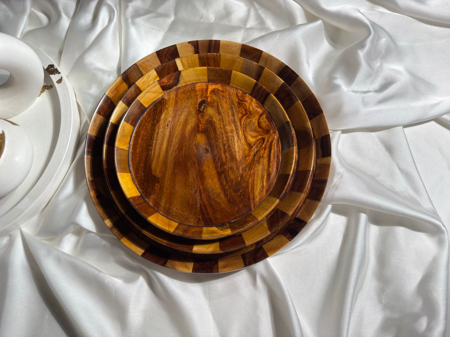 Handcrafted Wooden Serving Bowl Set (Set of 3)