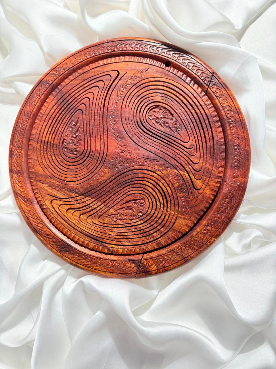 Handcrafted Wooden Foldable Fruit Basket with Carved Handle