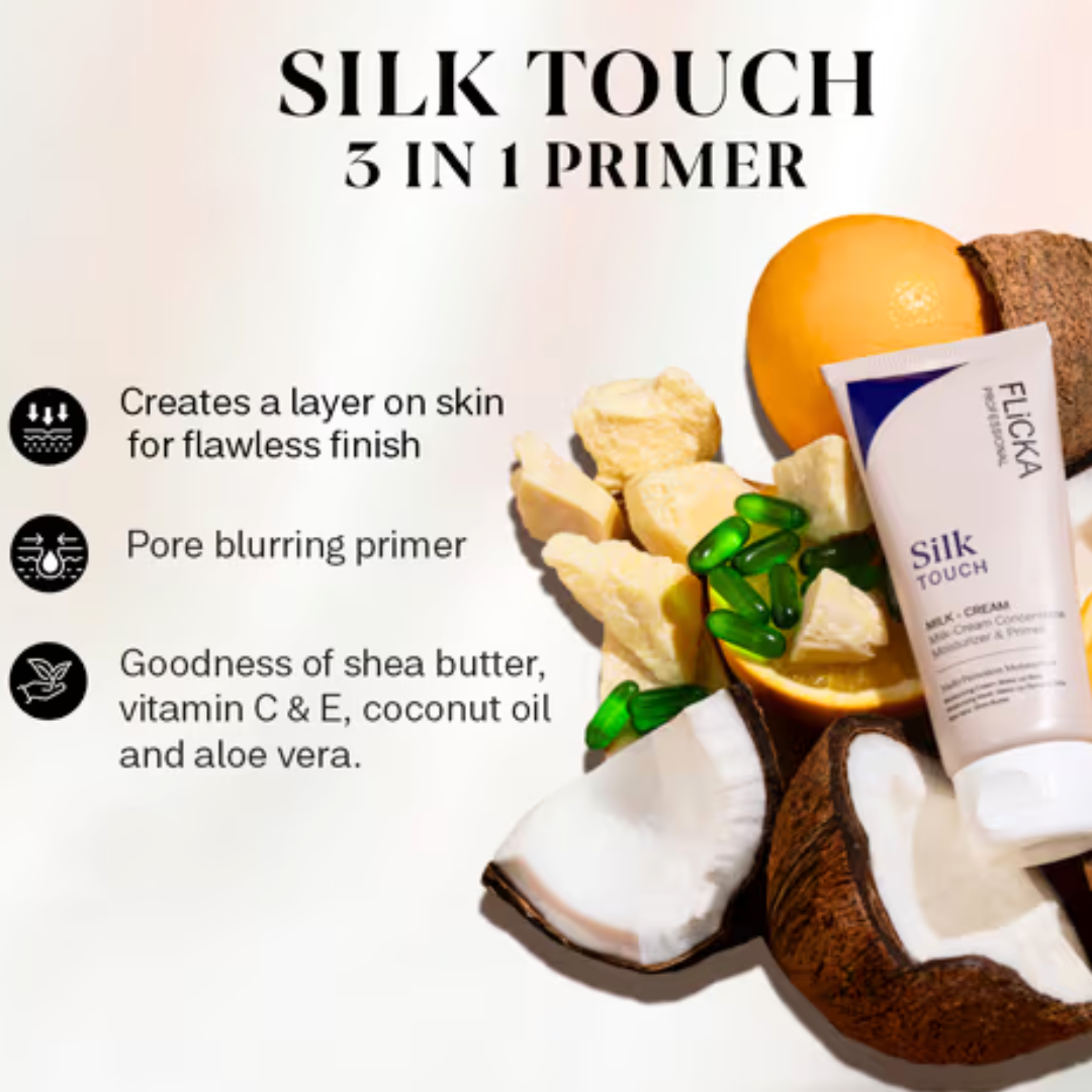 Flicka Silk Touch 3 in 1 Moisturizer and Primer for Face | Long-Lasting,
