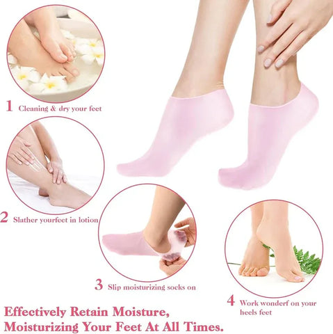 Silicone Gel Moisturizing Sock Prevent Foot Heel Crack Shoes