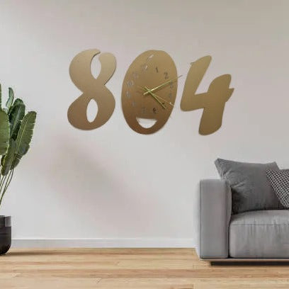 3d wall clock Wooden Golden color Wall Clock (804)