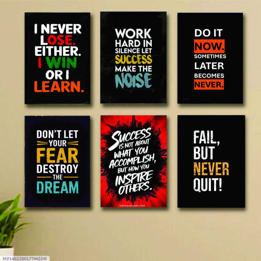 set of 6 Motivational wooden canvas frames for wall decore