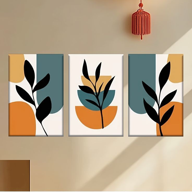 3pcs Leaf Art Stickytiles Frames Providing Creative Natural Design Elegant Look Everyday Home Decoration - 8*11