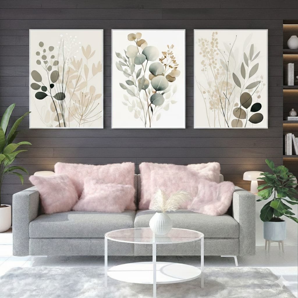 3pcs Boho Floral Design Stickytiles Frame Providing Artistic Pattern Elegant Look Durable Quality - 8*11