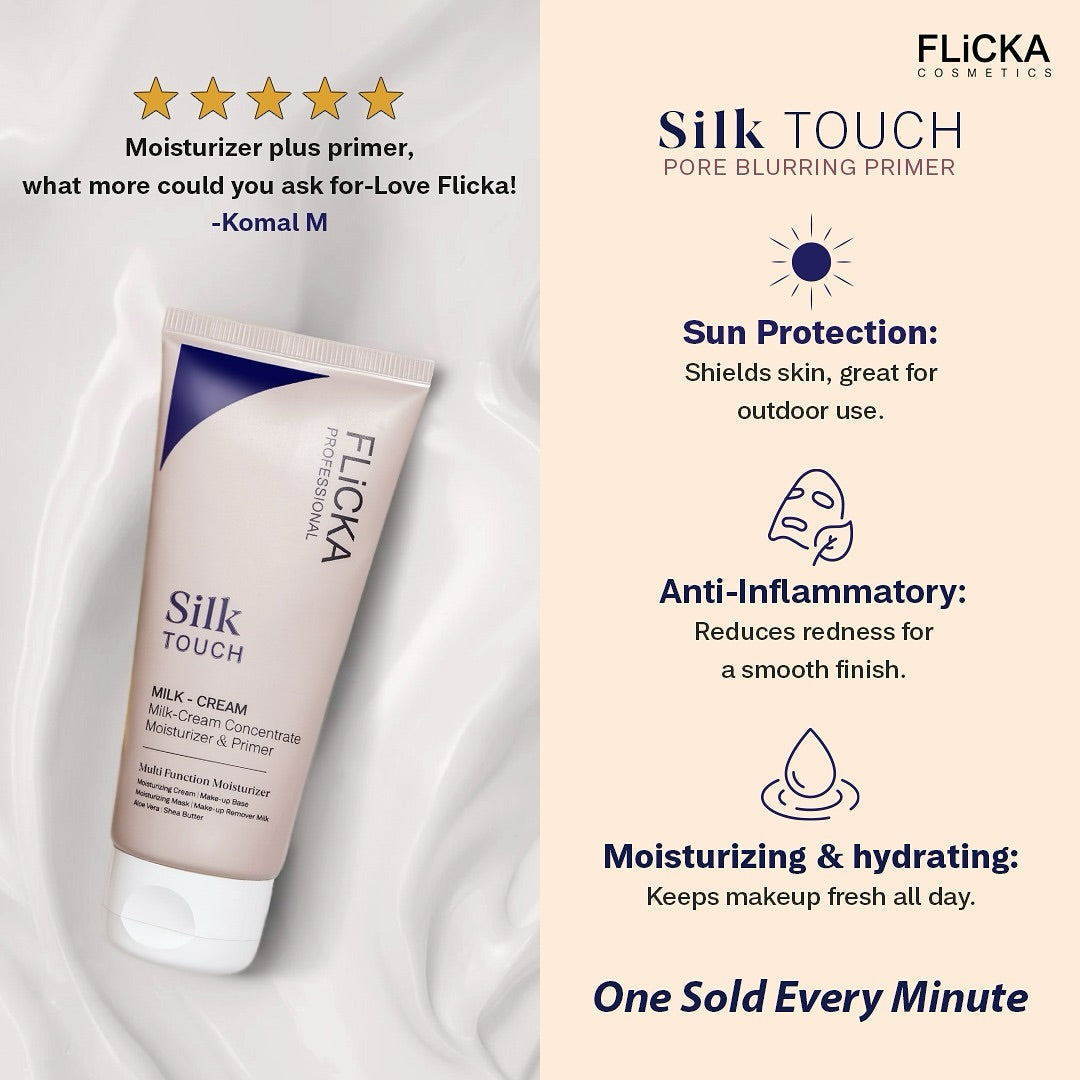 Flicka Silk Touch 3 in 1 Moisturizer and Primer for Face | Long-Lasting,