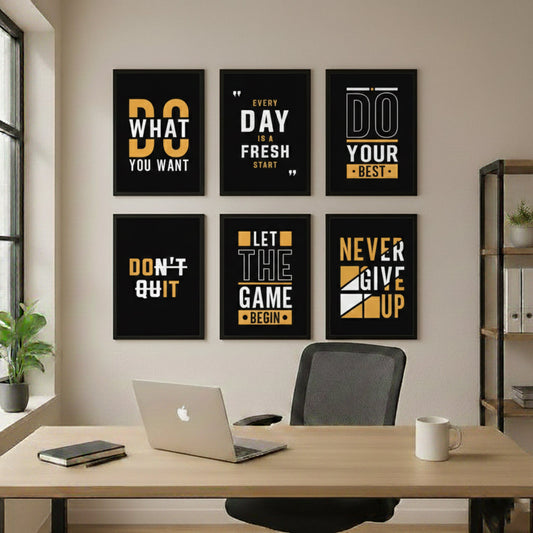 set of 6 sticky wooden frames for home office wall decore