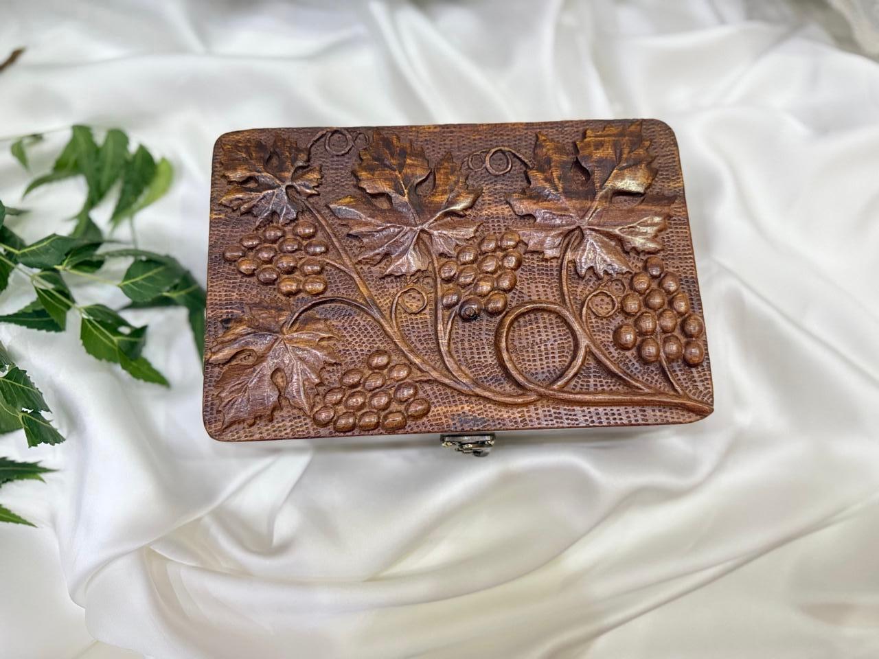Vintage-Inspired Hand-Carved Wooden case