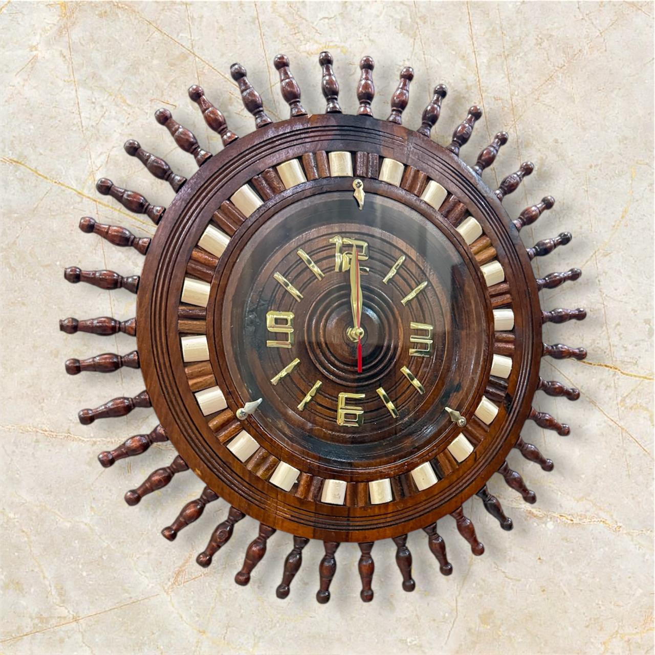 Handcrafted Wooden Sunburst Wall Clock