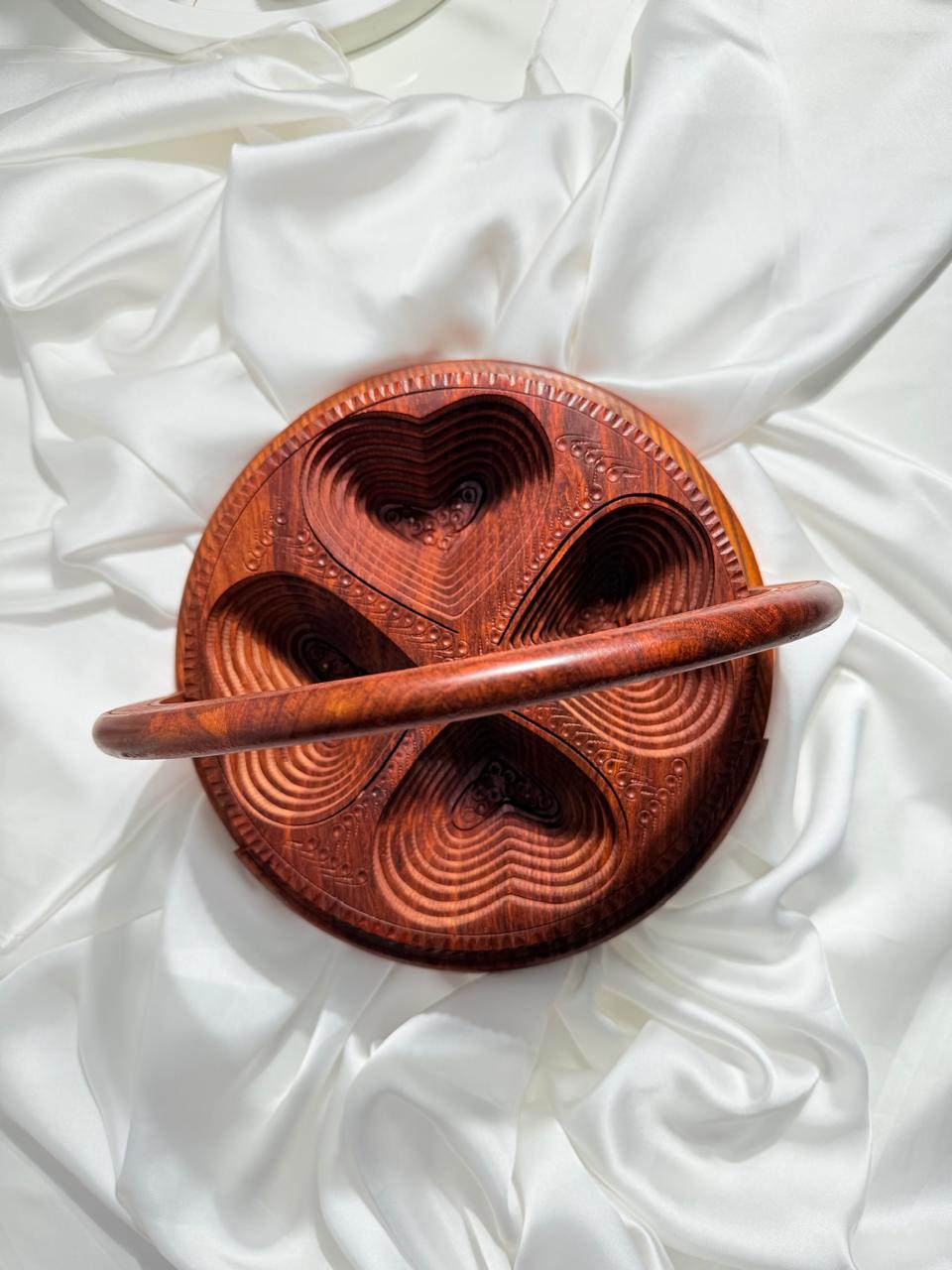 Handcrafted Wooden Foldable Fruit Basket with Carved Handle