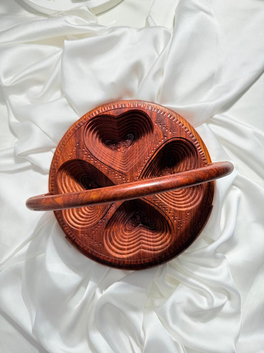 Handcrafted Wooden Foldable Fruit Basket with Carved Handle