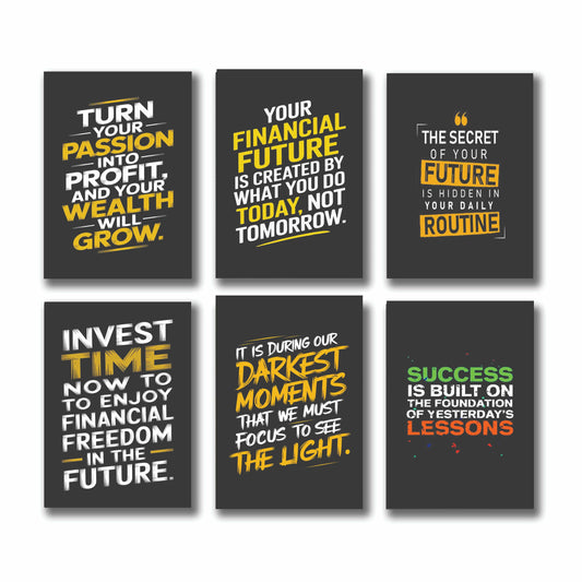 Set Of 6 Motivational Sticky Canvas Frames For Wall Decore