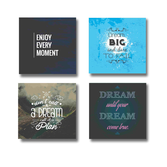 Set Of 4 Motivational Sticky Canvas Frames For Wall